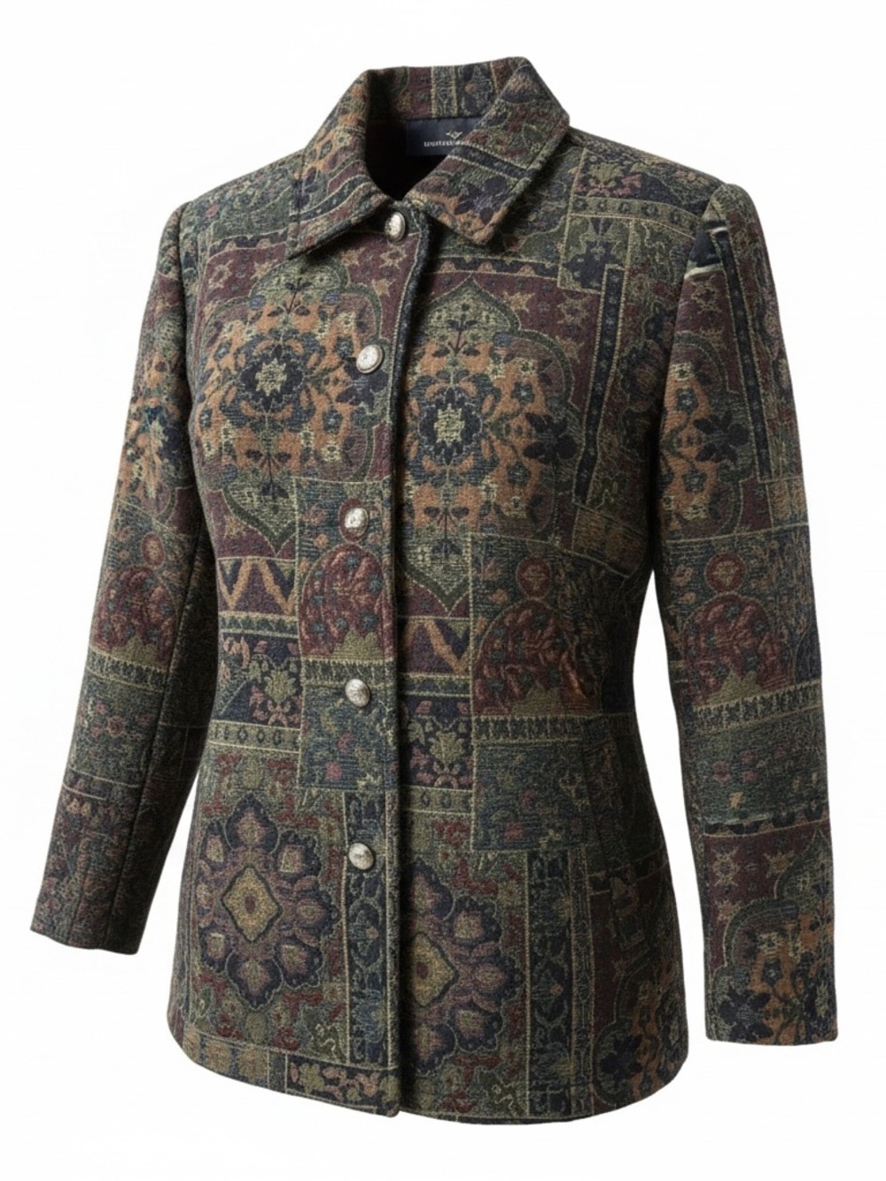 Vintage Erin London Blazer Jacket Floral Tapestry Grannycore Womens Sz Sm